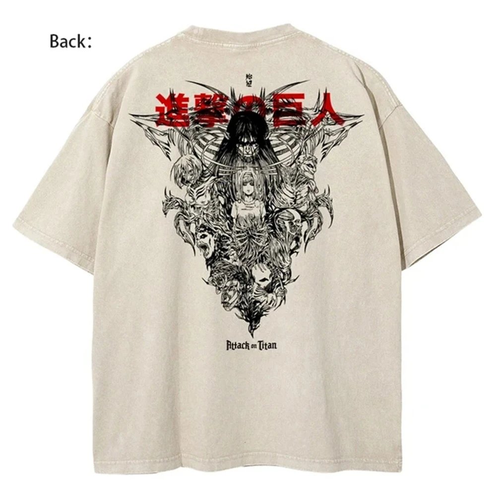 Design Vintage Sketch Print Beige Oversized T-Shirt - 6
