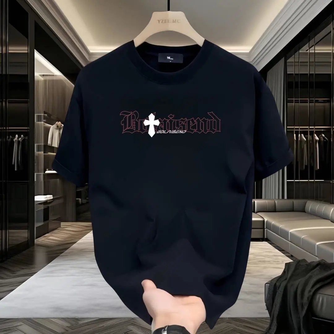 Design Bolaigend Cross Print Oversized White T-Shirt T-Shirts - 16