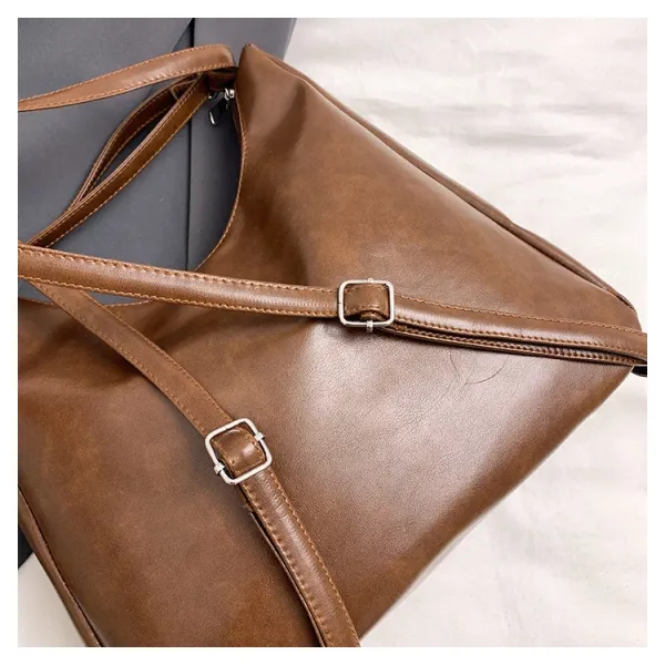 Design Fashion & Bags Hobo Bag Brown Leather-Effect Shoulder Bag Shoulder Bags - 39