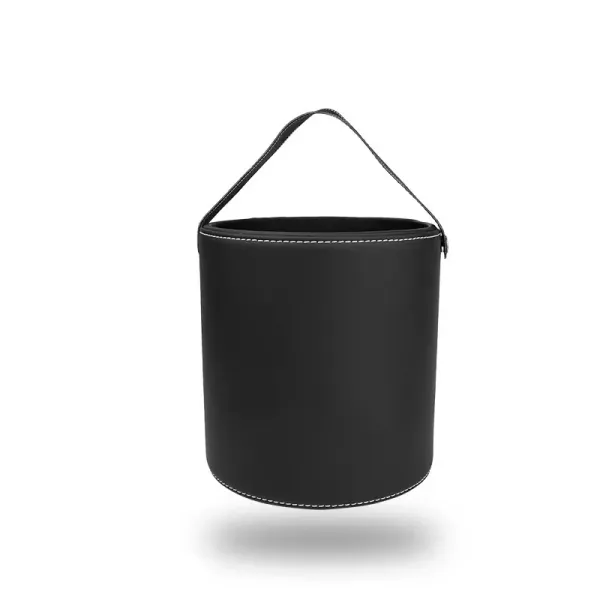 Design Bucket Bag Black Leather-Style Handbag - 1