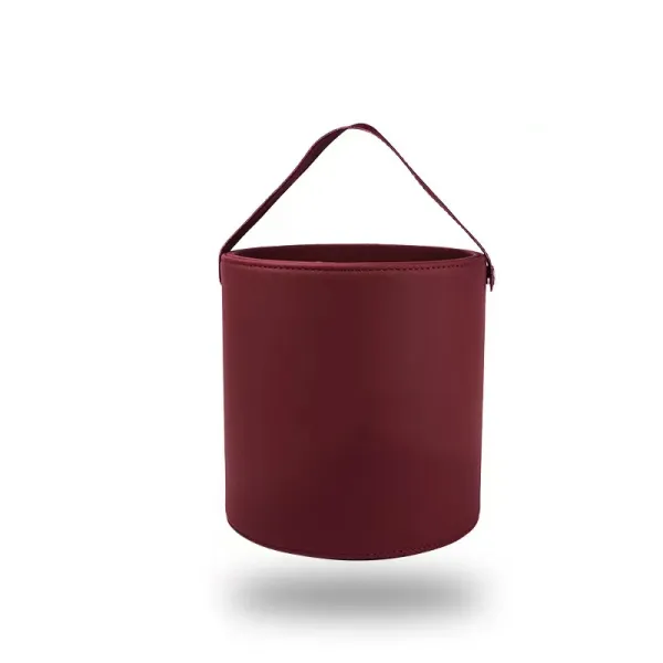 Design Bucket Bag Burgundy Leather-Effect Handbag - 1