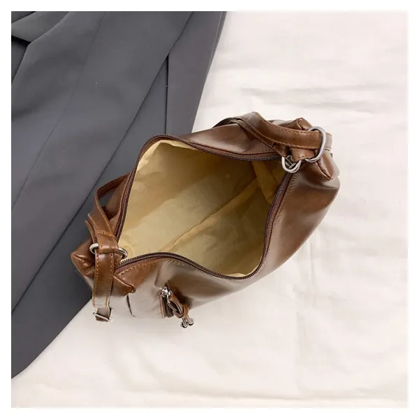Design Fashion & Bags Hobo Bag Brown Leather-Effect Shoulder Bag Shoulder Bags - 41