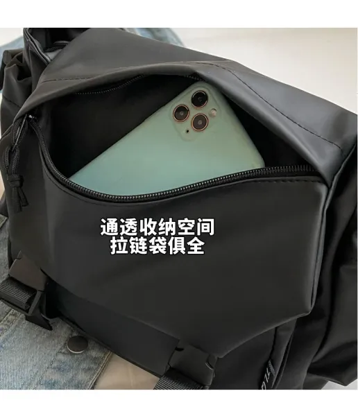 Design Utility Messenger Bag Black Crossbody Bag - 10