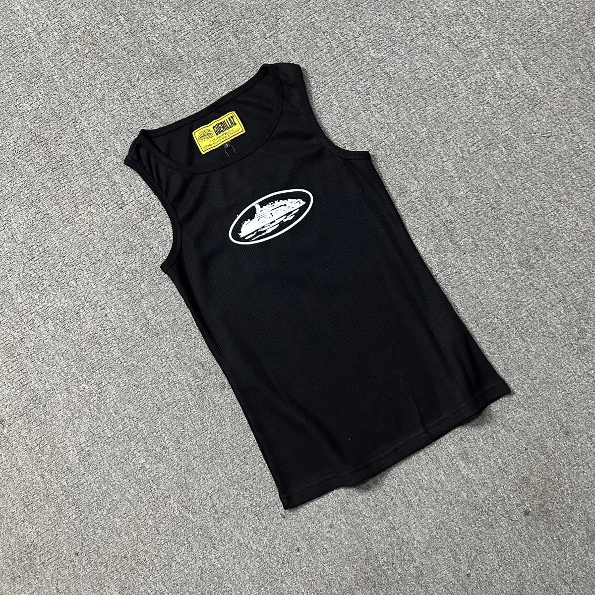 GuerillaZ Ribbed Tank Top Black Vest-Top