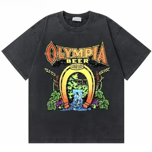 Design Olympia Beer Graphic Print Black T-Shirt T-Shirts - 1