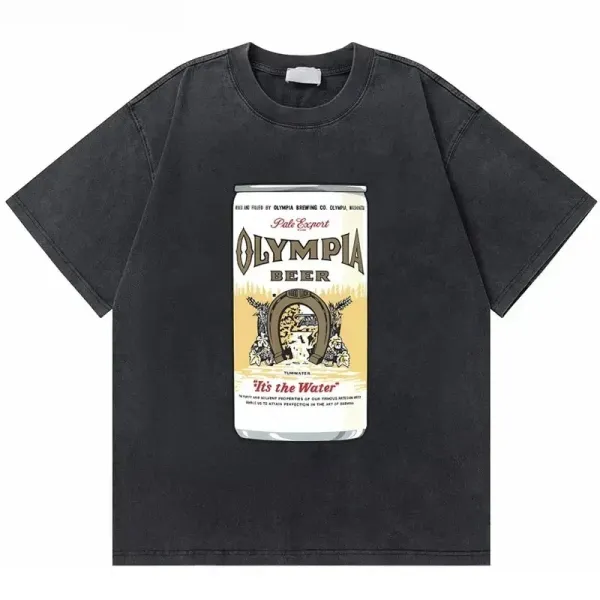 Design Olympia Beer Can Graphic T-Shirt Black T-Shirts - 1