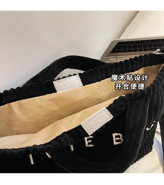 Design Corduroy Tote Bag Beige - 10