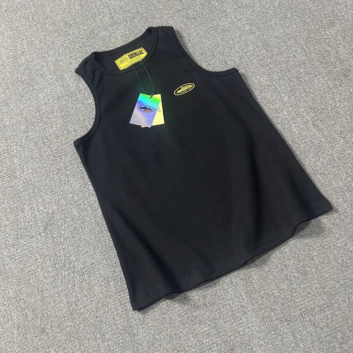 GuerillaZ Ribbed Tank Top Black Vest-Top