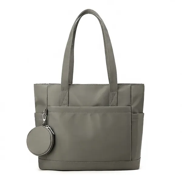 Design Tote Bag with Detachable Coin Purse in Gray - 1