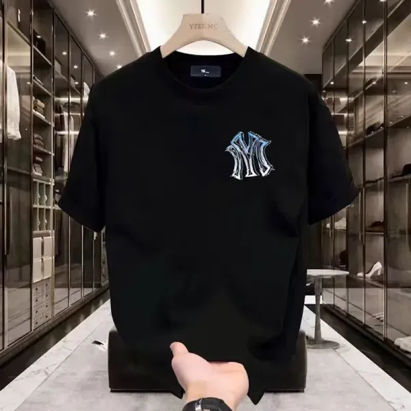 Design Graphic Print Black T-Shirt with Blue Typography - 5