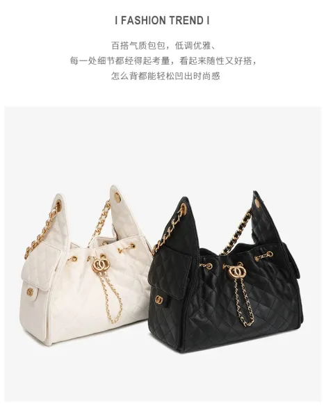 Chanel Quilted Bucket Bag Black with Gold Hardware Handbags - 7