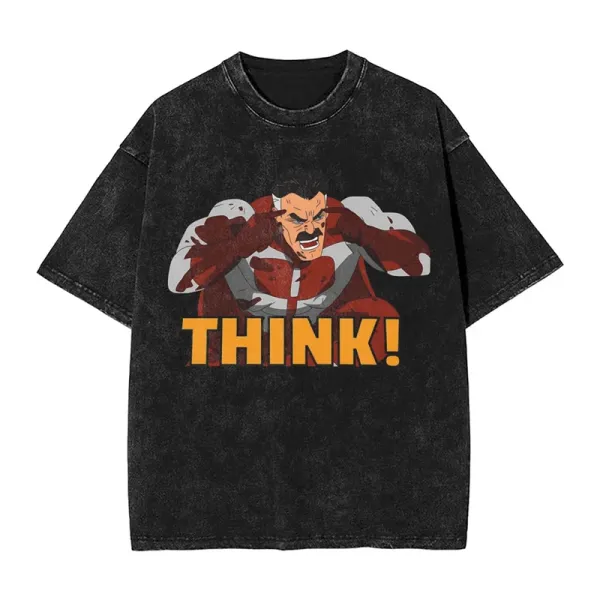 Design Think! Graphic Print Acid Wash Black T-Shirt - 1