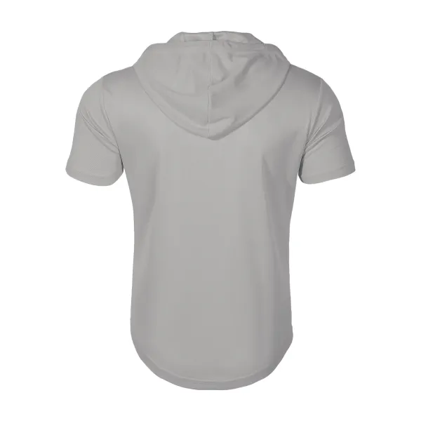 Design Short-Sleeve Zip-Front Hooded Tee Pink Hoodie - 11