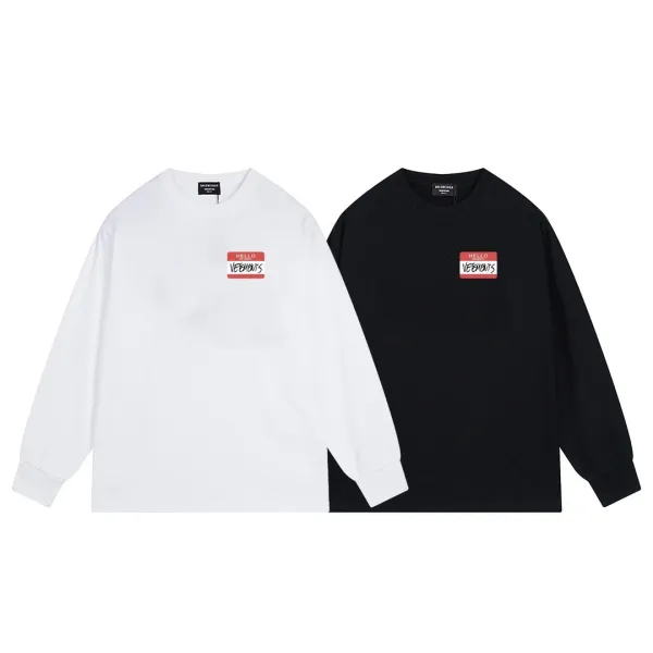 Balenciaga x Adidas Hello Name Tag Long-Sleeve T-Shirt Black - 10