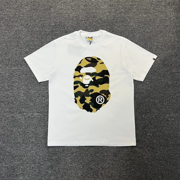 A Bathing Ape Camo Big Ape Head White T-Shirt - 1