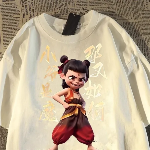 Design Nezha Graphic Print White T-Shirt - 46