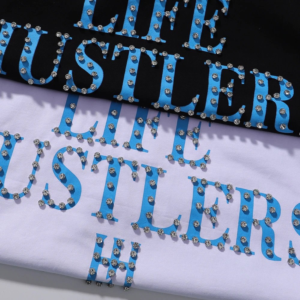 Design Studded Blue 'H' Graphic T-Shirt Black - 11