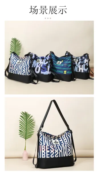 Design Bufan Collection Letter Print Navy Blue Shoulder Bag Shoulder Bags - 10