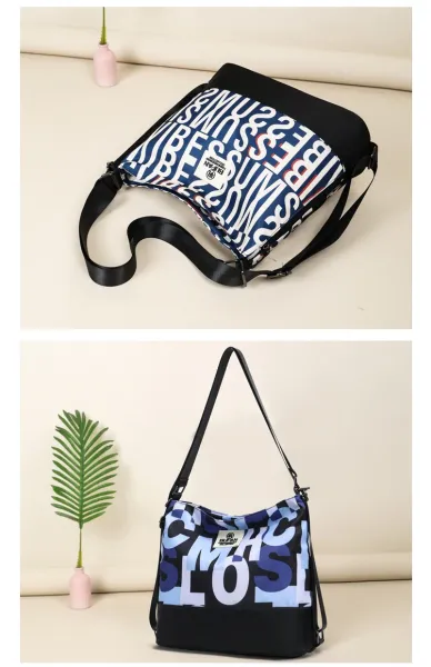 Design Bufan Collection Letter Print Navy Blue Shoulder Bag Shoulder Bags - 11