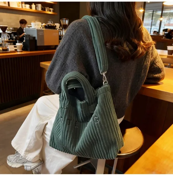 Design Corduroy Tote Bag Beige - 22