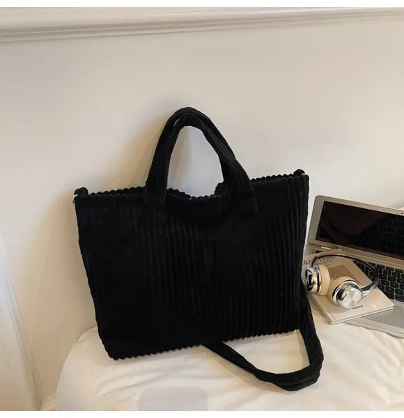 Design Corduroy Tote Bag Beige - 32