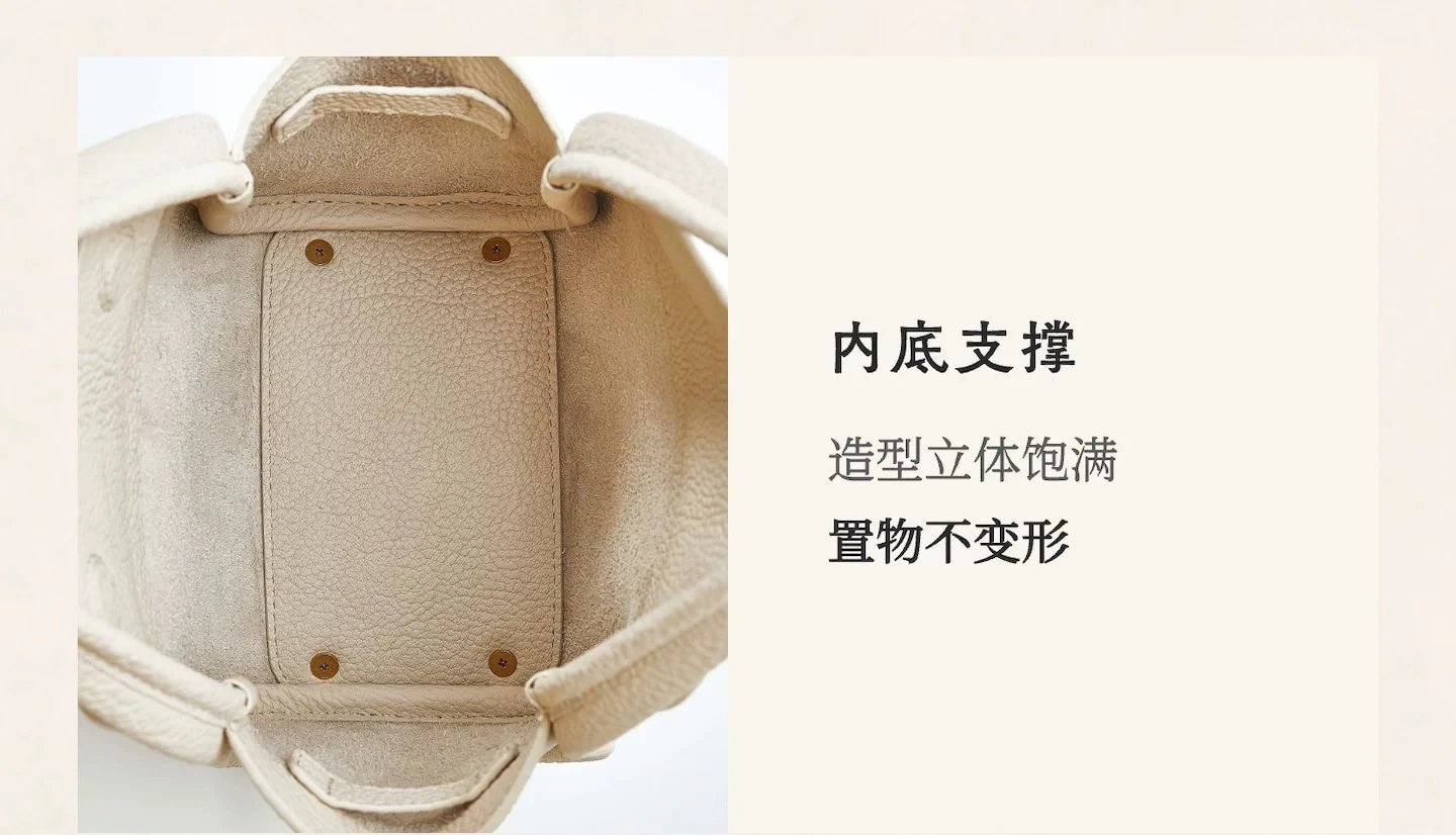 Design Mini Structured Top-Handle Handbag Beige Leather Handbag - 13