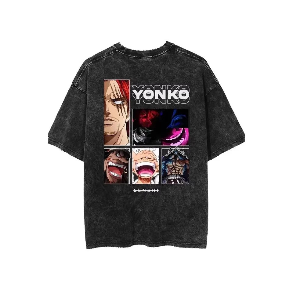 Oversized Vintage Washed One Piece Anime T Shirt Men Women C