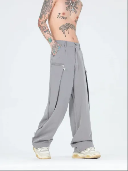 Design Wide-Leg Cargo Pants Gray - 1