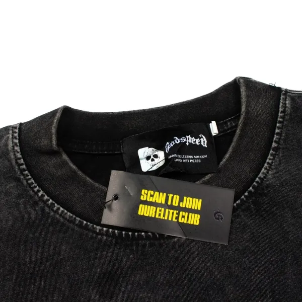 Godspeed Skeleton Newspaper Graphic T-Shirt Black - 3