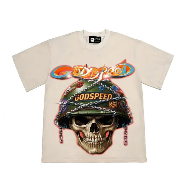 Godspeed Skeleton Newspaper Graphic T-Shirt Black - 11