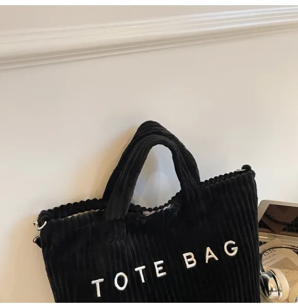 Design Corduroy Tote Bag Beige - 34