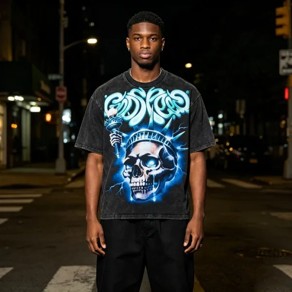 Godspeed Skeleton Newspaper Graphic T-Shirt Black - 19