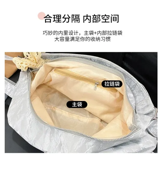 Design AIHITU STUDIO Cartoon Bear Print Silver Gray Hobo Bag - 9