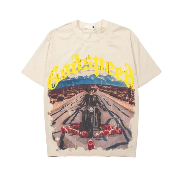 Godspeed Skeleton Newspaper Graphic T-Shirt Black - 43