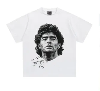 Design Diego Maradona Portrait White T-Shirt T-Shirts - 1