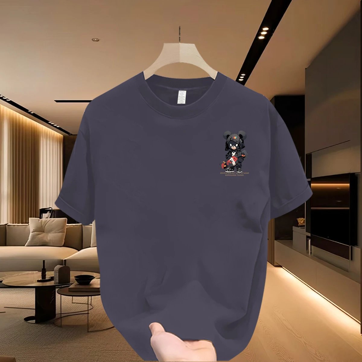Design Graphic Print Navy T-Shirt Tops.t Shirts - 31