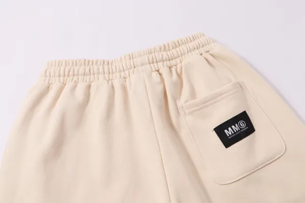 MM6 Maison Margiela Number Print Drawstring Shorts Beige - 7