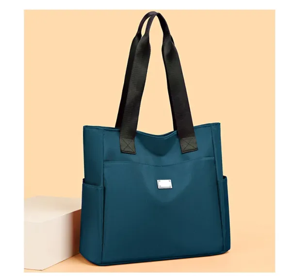 Design Tote Bag Teal with Black Straps Handbag - 14
