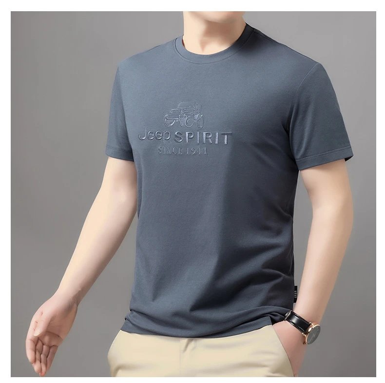 Design Jeep Spirit Graphic Embossed T-Shirt Charcoal Gray T-Shirt T-Shirts - 12
