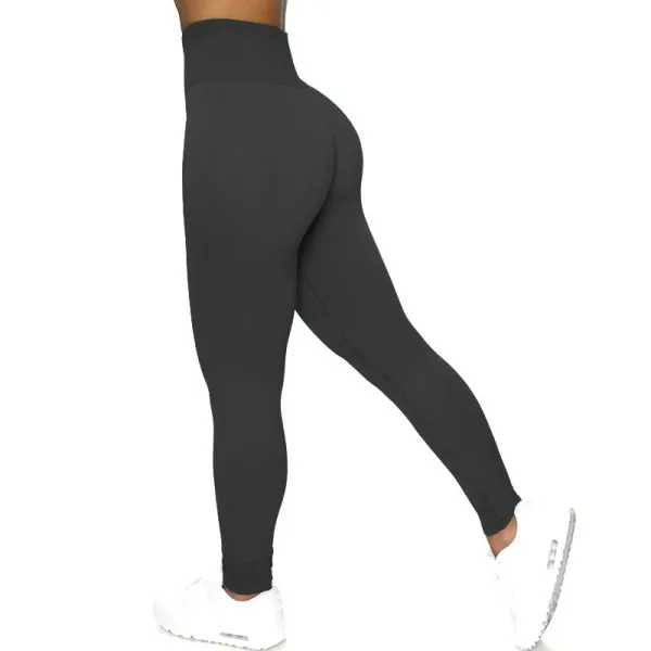 Design High-Waisted Ribbed Leggings Black - 1