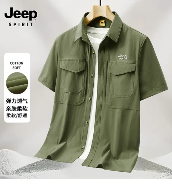 Design Jeep Spirit Short-Sleeve Utility Shirt Army Green Shirt - 2