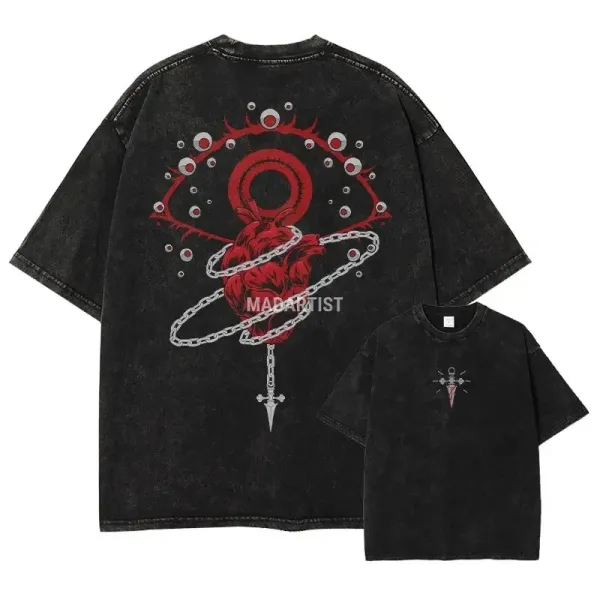 Design MADARTIST Graphic Print Acid Wash Black T-Shirt T-Shirts - 1