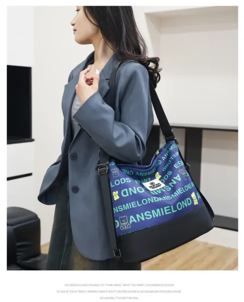 Design Bufan Collection Letter Print Navy Blue Shoulder Bag Shoulder Bags - 20