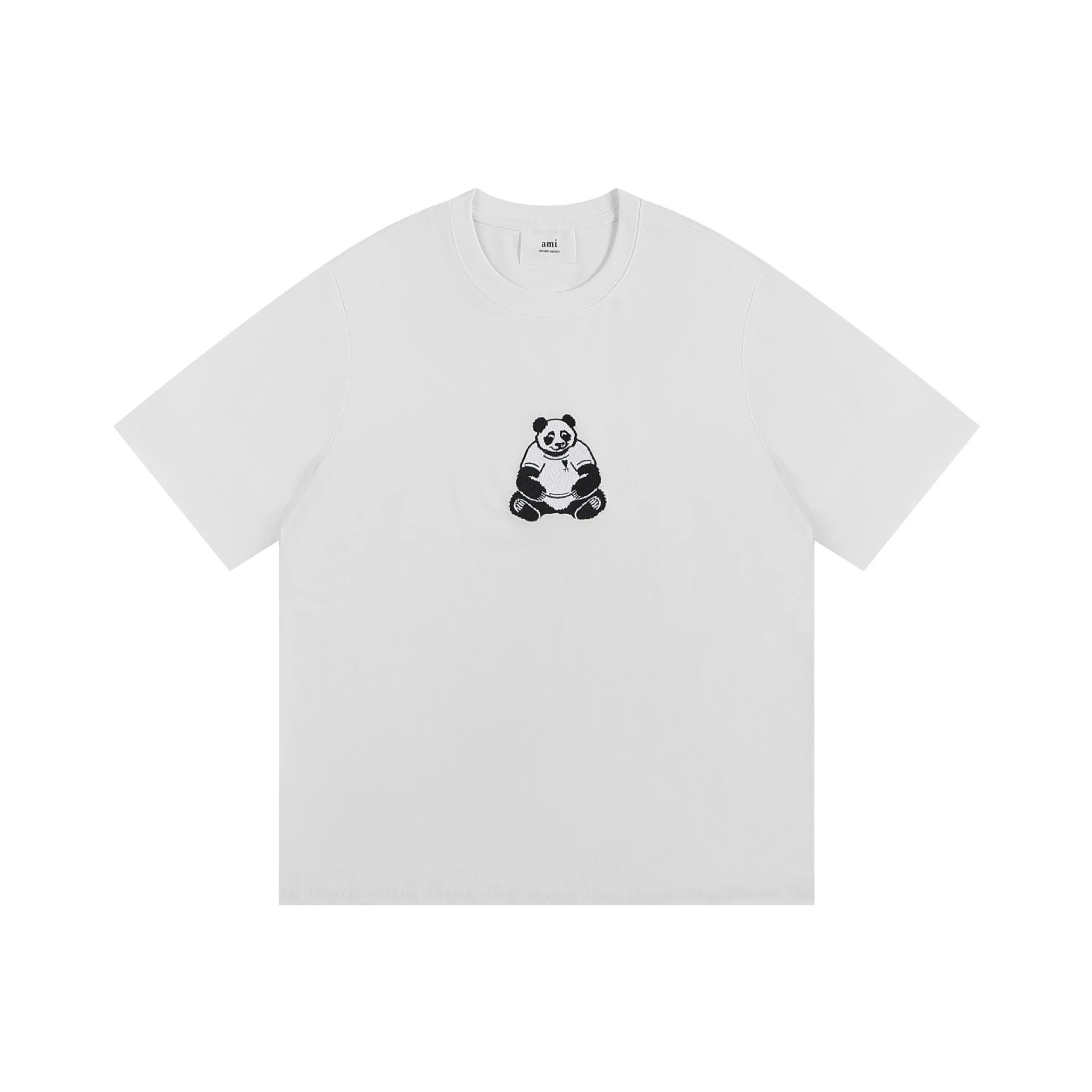 AMI Paris Logo Embroidered Beige T-Shirt - 26