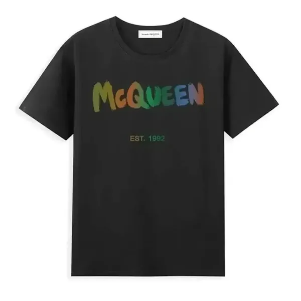 Alexander McQueen Rainbow Logo Black T-Shirt - 1