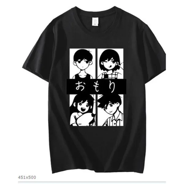 Design Omori Manga Panel Black T-Shirt - 1