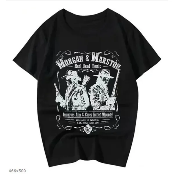 Design Morgan & Marston Red Dead Tonic Graphic T-Shirt Black T-Shirts - 1