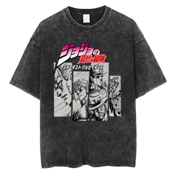 Design JoJo's Bizarre Adventure Stardust Crusaders Washed Black T-Shirt T-Shirts - 1