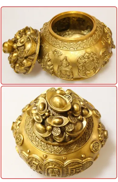 Design Five-Luck Wealth God Bronze Incense Burner Accessories - 8