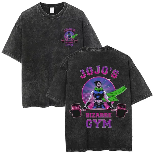 Design Jojo's Bizarre Gym Graphic Oversized T-Shirt Black T-Shirts - 1